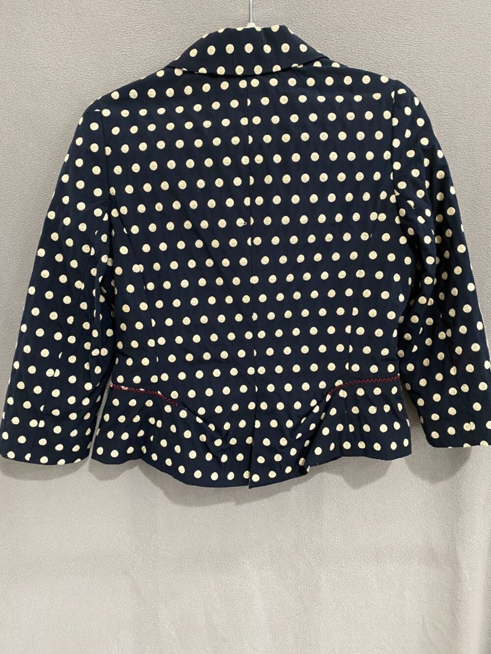 Yoana Baraschi Navy Polka Dot Blazer Jacket Size 6 Peplum Tailored Retro Chic - Picture 2 of 7